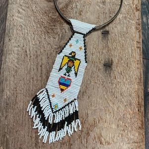 Hand beaded choker, Native American necklace, seed bead necklace, vintage beaded